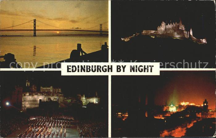 Edingburgh Grossbritannien Schloss Bruecke Nchtaufnahme