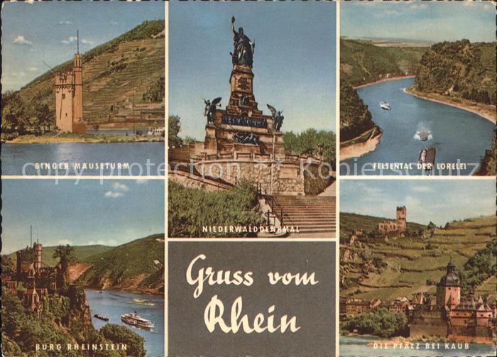 Niederwalddenkmal Felsental der Lorelei Burg Rheinstein Binger Mauseturm