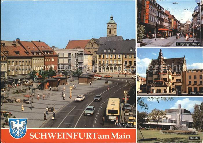 Schweinfurt Fussgaengerstrasse Marktplatz Rathaus Theater