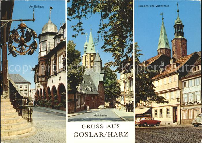 GOSLAR Harz Niedersachsen Schuhof und Marktkirche Rathaus Marktkirche