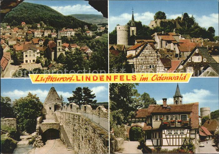 Lindenfels Odenwald Panorama mit Burg Cafe Restaurant Hotel Darmstaedter Hof