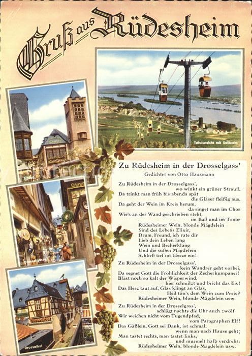 Ruedesheim Rhein Totalansicht Seilbahn Drosselgasse