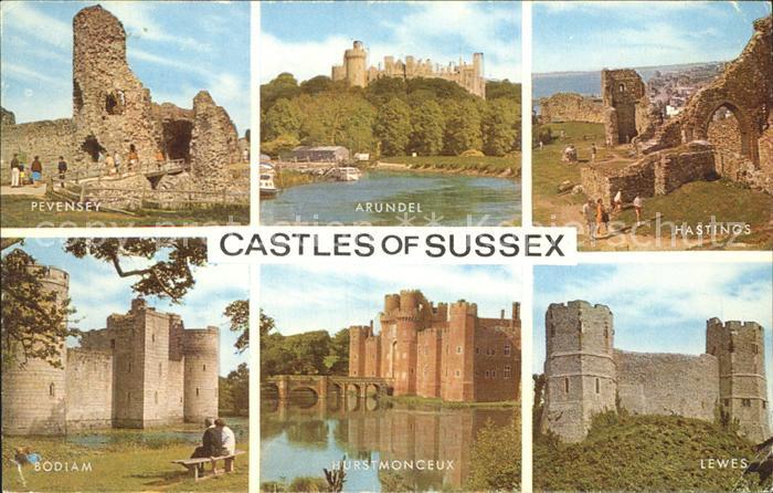 Sussex Castles Arundel Pevensex Hastings Lewes Bodiam Hurst Monceux