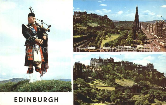 Edinburgh Scotland Princess Street Castle Dudelsackspieler