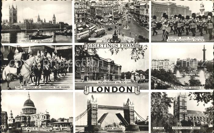 London Buckingham-Palace Musikgarde Houses of Parliament Tower-Bridge Westminste