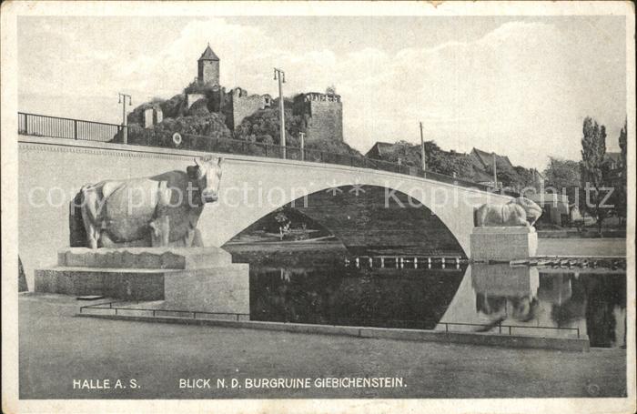 Halle Saale Bruecke mit Burgruine Giebichenstein