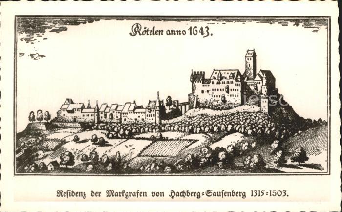 LoeRRACH Baden BW Burg Roetteln alter Stich von 1643
