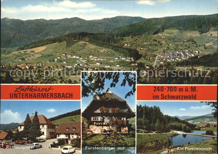Unterharmersbach Rathausplatz Fuerstenberger-Hof Forellenteich
