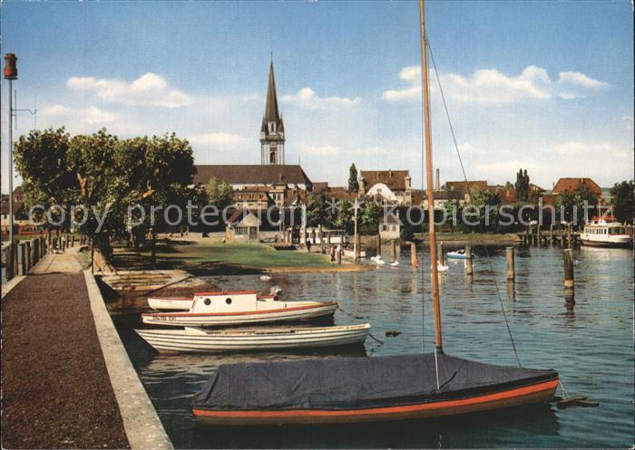 Radolfzell Bodensee Hafen mit Kirchturm