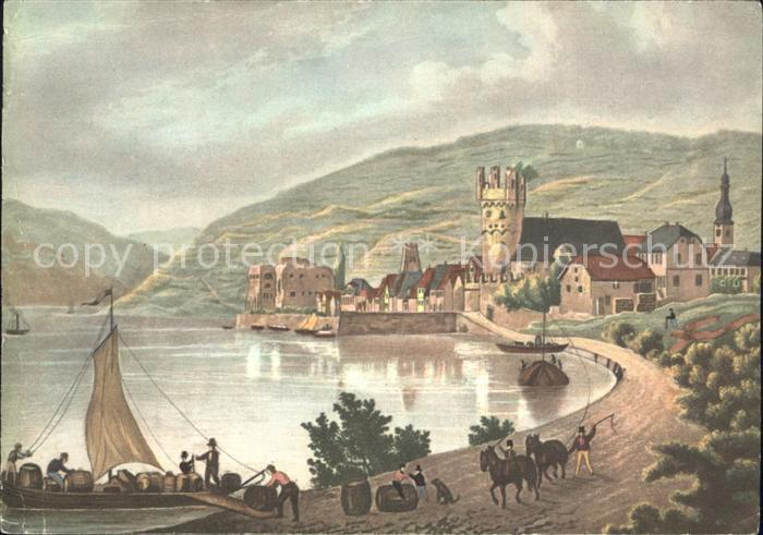Ruedesheim Rhein Rheinpartie Kuenstlerkarte Asbach Urlalt