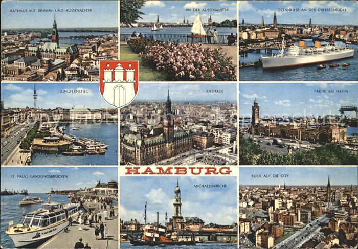 HAMBURG  CITY Rathaus Hafen Aussenalster Jungfernstieg St. Pauli Landungsbruecke