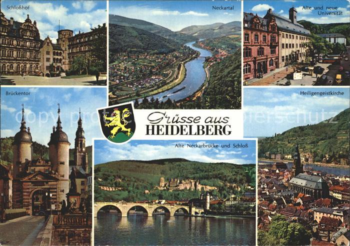 Heidelberg Neckar Neckarpartie Schlosshof Universitaet Brueckentor