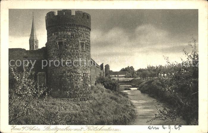 Zons Rhein NRW Stadtgraben Kroetschenturm