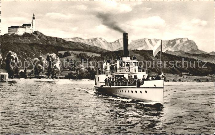 Dampfer Binnenschifffahrt Ammersee Kloster Andechs Zugspitze