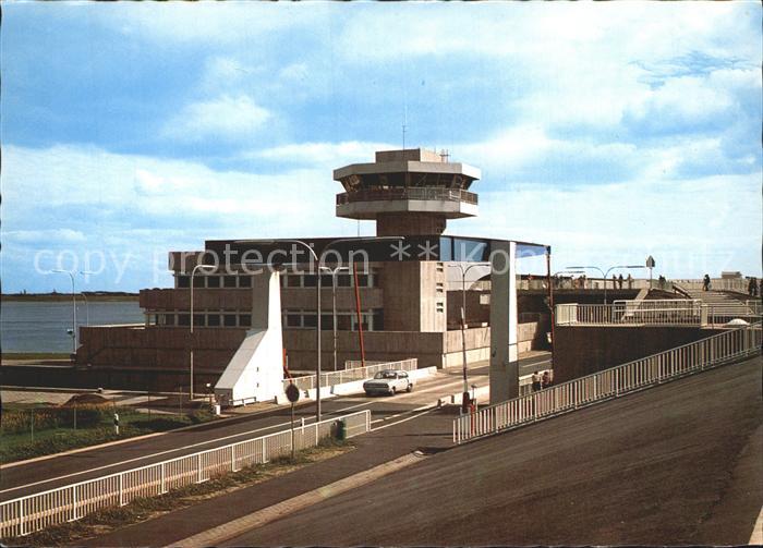 Talsperre Staudamm Eidersperrwerk Hauptgebaeude Klappbruecke Schleuseneinfahrt