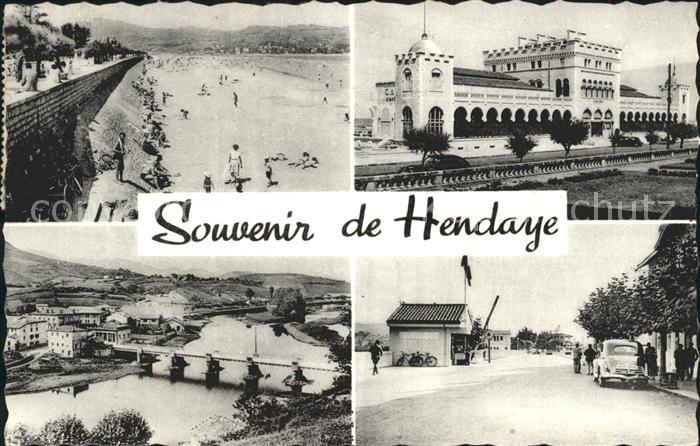 Hendaye Pyrenees Atlantiques Strand Bruecke Gebaeude
