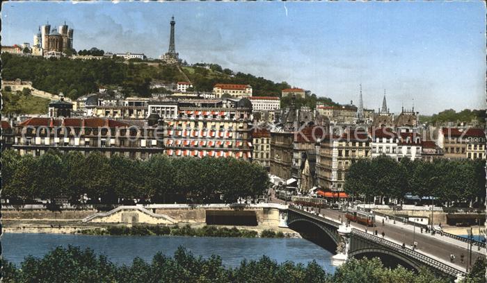 Lyon France Pont Lafayette Rhone Colline Fourviere