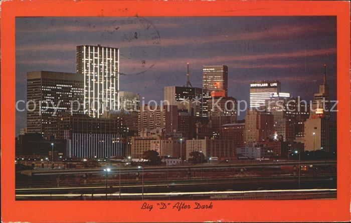 Dallas Texas Skyline Hub of Business Activity After Dark Big D