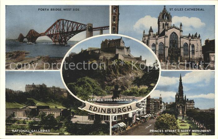 Edinburgh Scotland St. Giles Cathedral Princes Street Scott Monument Castle Ross