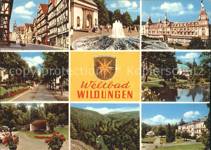 Wildungen Bad Brunnen Teich Park Buehne