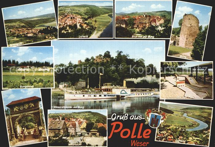 Polle Fliegeraufnahme Burg Mini-Golf-Platz Weserdampfer