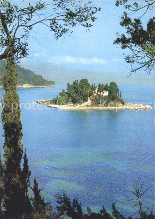 Corfu Korfu Pontikonisi islet small Byzantine chapel
