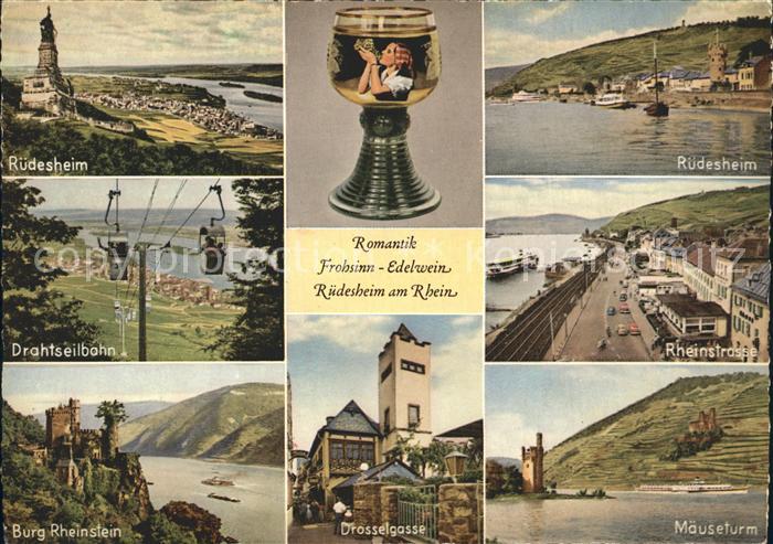 Ruedesheim Rhein Rheinstrasse Maeuseturm Drosselgasse Drahtseilbahn