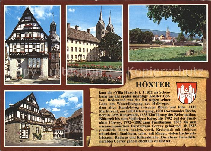 Hoexter Weser Rathaus Schloss-Corvey Weserpartie Dechanei