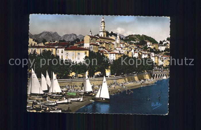 Menton Alpes Maritimes Segelboote Strandpromenade