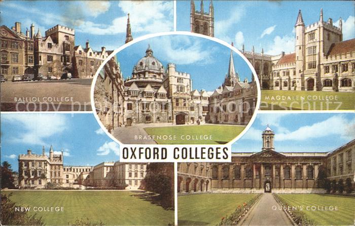 Oxford Oxfordshire Balliol Brasenose Magdalen Queens and New Colleges
