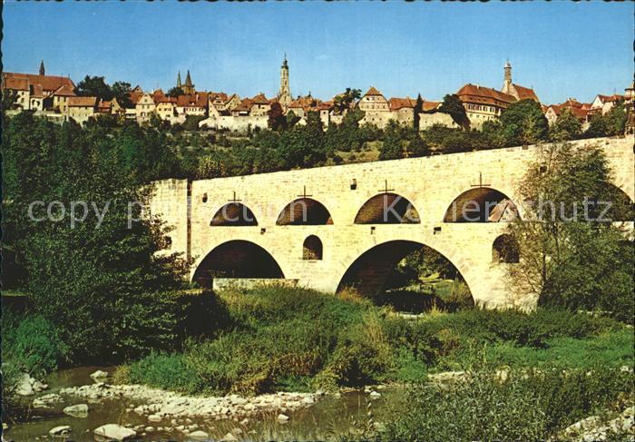 Rothenburg Tauber Doppelbruecke im Taubertal