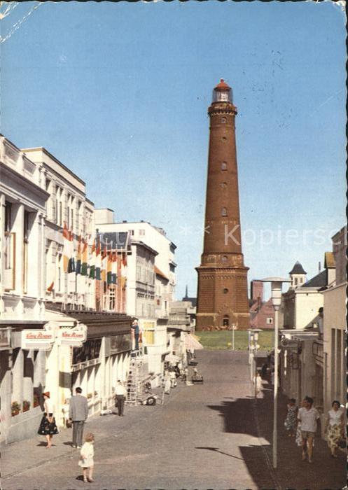 BORKUM Nordseebad Niedersachsen Strandstrasse mit Leuchtturm