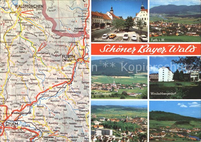 Fuerth Bayern mit Waldmuenchen Gleissenberg Windischbergerdorf Cham Landkarte