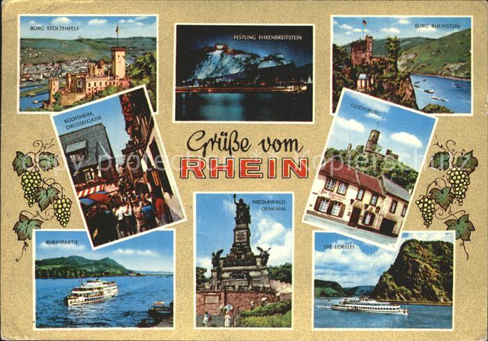 Koenigswinter Burg Stolzenfels Ehrenbreitstein Rheinstein Ruedesheim Drosselgass