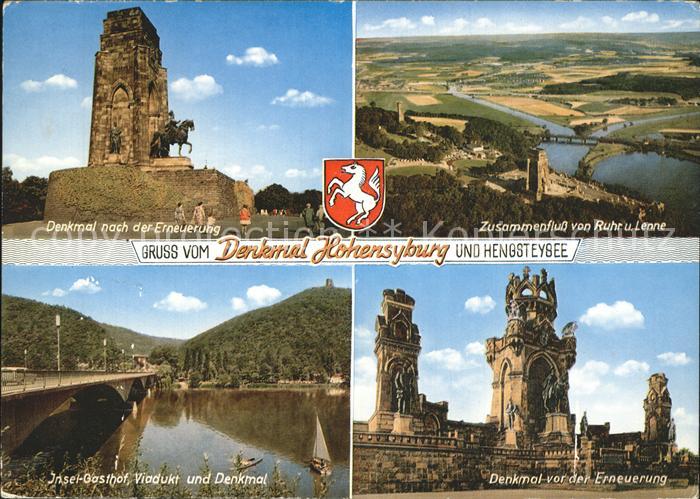 Hohensyburg Denkmal vor und nach Erneuerung Zusammenfluss von Ruhr und Lenne Ins