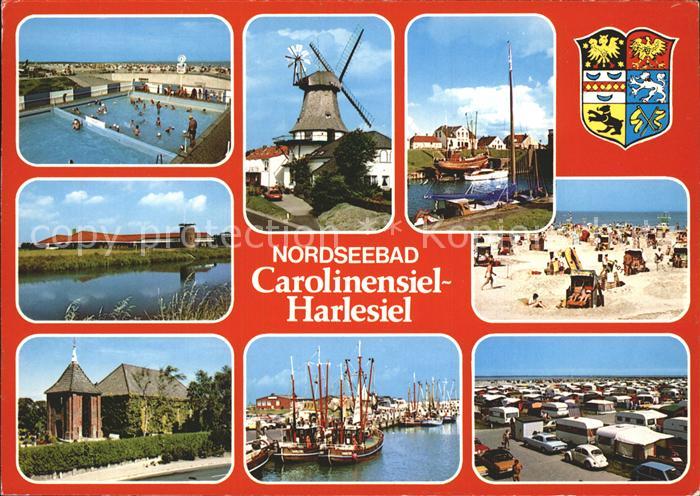 Carolinensiel-Harlesiel Ostfriesland Teilansichten Muehle Hafenpartie Camping St