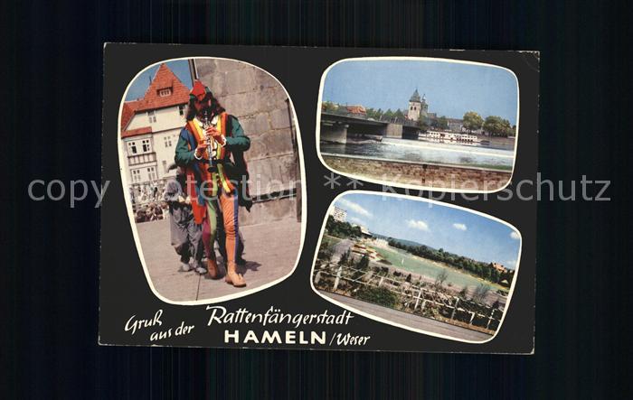 Hameln Weser Rattenfaenger Teilansicht Panorama