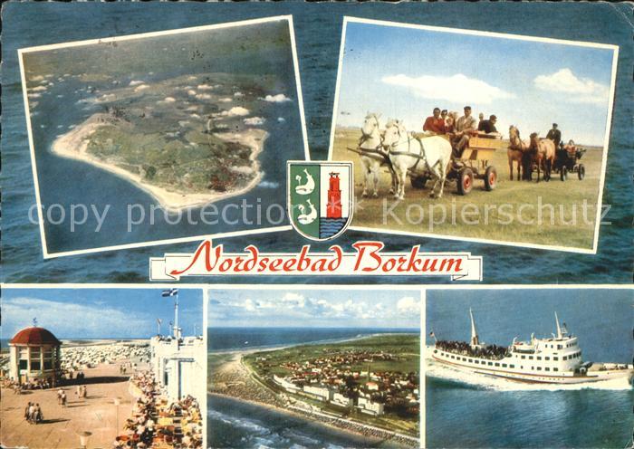 BORKUM Nordseebad Niedersachsen Fliegeraufnahme Pferdewagen Promenade Pavillon F