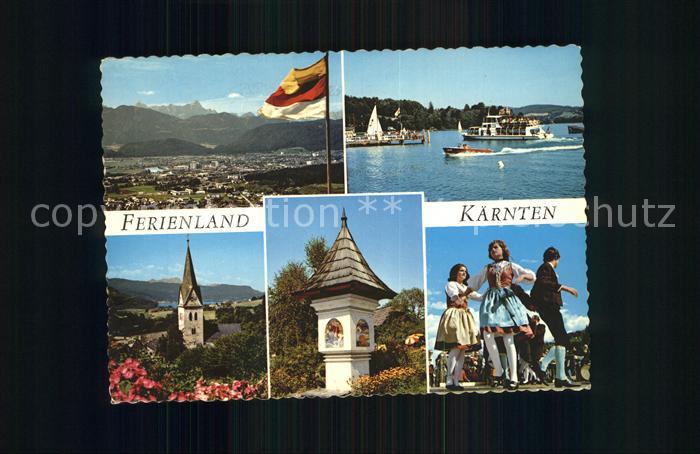 Villach Kaernten Totalansicht Faehre Kirche Bildstock Folkloregruppe