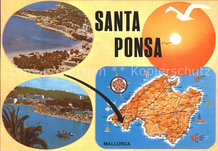 Santa Ponsa Mallorca Islas Baleares Fliegeraufnahme Inselkarte