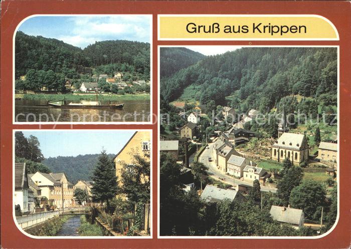 Krippen Bad Schandau Elbfaehre Krippenbach Blick vom Pueschelweg