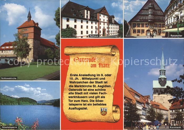 Osterode Harz Schlosskirche Rathaus Ratskeller Soesetalsperre Kornmarkt