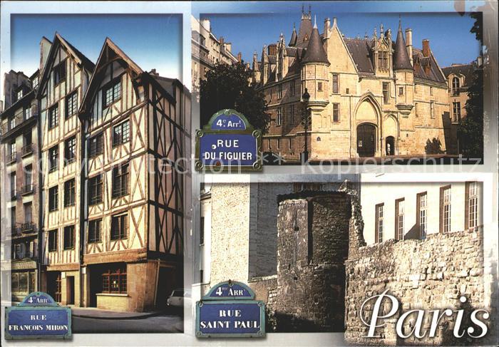 Paris Dans le Marais vieilles maisons Hotel de Sens vestiges de l'enceinte de Ph