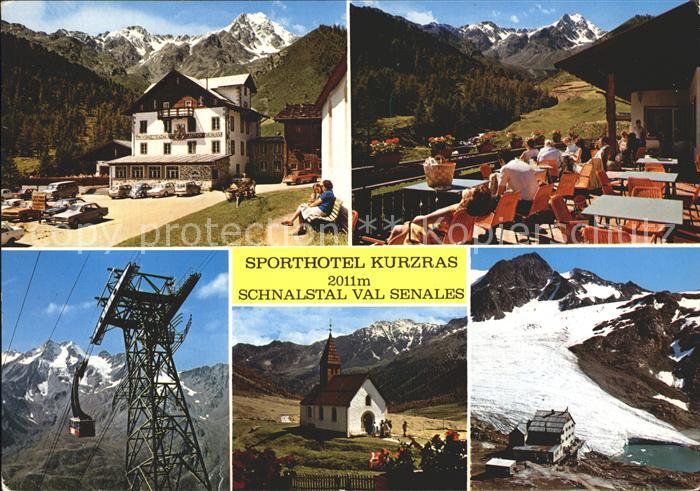 Schnalstal Sporthotel Kurzras Terrasse Seilbahn Kapelle Gletscher