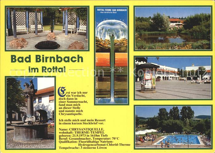 Bad Birnbach Rottal Therme Chrysantiquelle Brunnen Teich Dorfpartie Schwimmbad