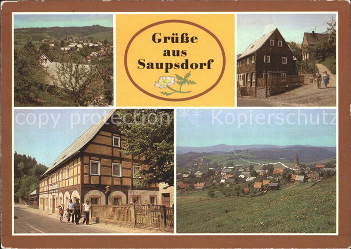 Saupsdorf Teilansicht Umgebindehaeuser Gaststaette Raeumichtmuehle Panorama