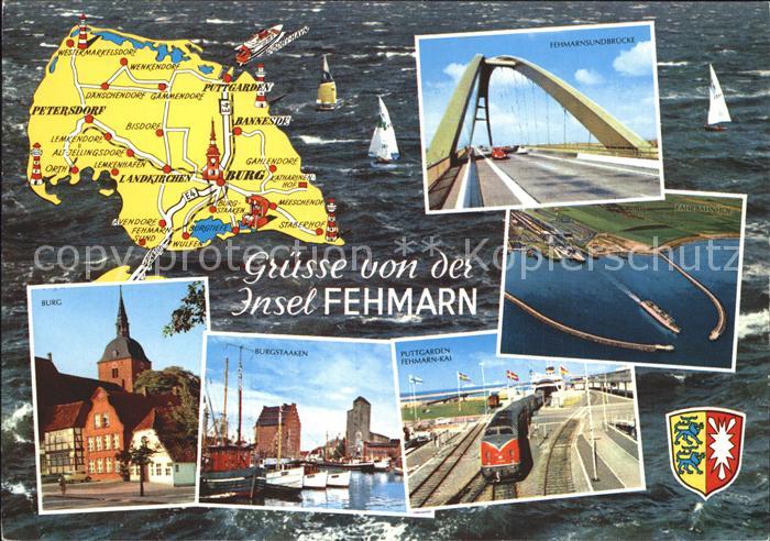 Fehmarn Fehmarnsundbruecke Fliegeraufnahme Burg Burgstaaken Puttgarden Bahn