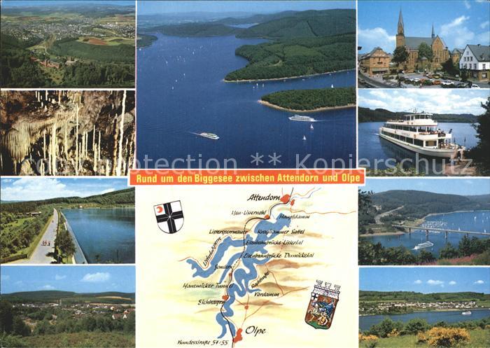 Biggesee Total Fliegeraufnahme Kirche Bruecke Faehrschiff