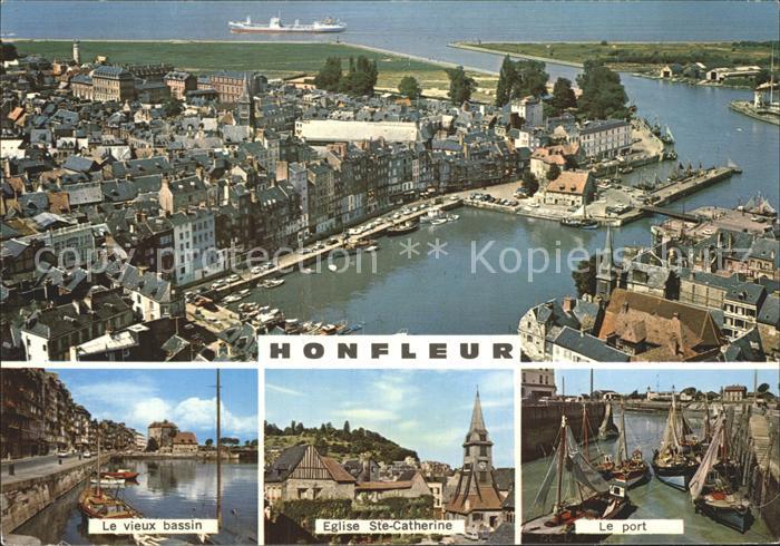 Honfleur Fliegeraufnahme Hafen und Kirchenpartie