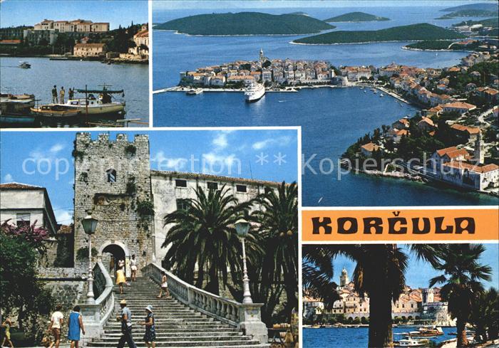 Korcula Fliegeraufnahme Hafen Steinturm